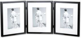 img 1 attached to 🖼️ Black Wood Hinged Triple Picture Frame by Lawrence Frames - 8x10-Inch Size with Bevel Cut Mats for 5x7-Inch Photos