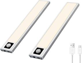 img 4 attached to LRLITE Closet Cabinet Lights - 2 Pack, 72 LED Wireless Motion Sensor Light - Rechargeable & Portable Night Light for Cupboard, Drawer, Shelf, Counter, Stair, and Kitchen Lighting