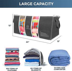 img 2 attached to 🛏️ Organize with Ease: Large Comforter Storage Bag - Closet Storage Organizer for Bedding Sets, Clothes and Blankets - Stackable & Zippered - Clear Window - 3 Pack (Grey)