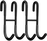 🚿 haitis 2 pack over shower glass door hook, plated matte black, 304 stainless steel rack hooks, bathroom frameless no-drill hanger, for bathing suits, robes, towels, squeegees, loofahs, shavers logo