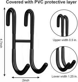 img 3 attached to 🚿 Haitis 2 Pack Over Shower Glass Door Hook, Plated Matte Black, 304 Stainless Steel Rack Hooks, Bathroom Frameless No-Drill Hanger, for Bathing Suits, Robes, Towels, Squeegees, Loofahs, Shavers