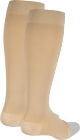 img 3 attached to NuVein Knee Length Open Toe Beige Compression Stockings, 20-30 mmHg Support for Women & Men, Large Size