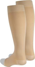 img 1 attached to NuVein Knee Length Open Toe Beige Compression Stockings, 20-30 mmHg Support for Women & Men, Large Size