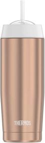 img 1 attached to 🥤 Thermos 18-Ounce Rose Gold Vacuum Insulated Cold Cup with Straw: Keep drinks icy cold for longer!