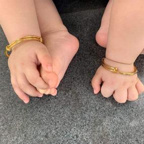 img 2 attached to Stylish 2pcs/lot 18K Gold Plated Kids Baby 🎁 Expandable Charm Bangles & Bracelets - Perfect 1st Birthday Gifts!