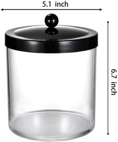 img 1 attached to 🏺 Large Clear Plastic Apothecary Jar - 50 Ounce Capacity Storage Container with Stainless Steel Lid, Bathroom Vanity Countertop Organizer Canister (Black)