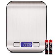 🔢 high-precision digital kitchen scale for grams and ounces, led backlit display (includes aaa battery), stainless steel construction logo