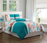 🛏️ queen size bedding set - turquoise blue/orange/grey patchwork design, 3-piece bed in a bag down alternative comforter. ideal for bedroom or guest room decor. logo