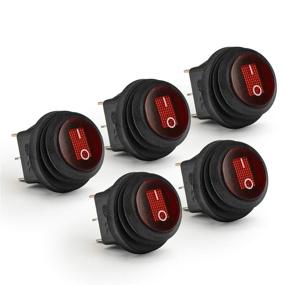 img 4 attached to APIELE Waterproof Round Rocker Toggle Switch 2 Position DC 12V 20A ON-Off With LED Light SPST 3 Pins 5Pcs KCD1-8-101NW (Red)