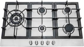 img 4 attached to 🔥 Cosmo 850SLTX-E 5 Burner Gas Cooktop, Stainless Steel, Counter Cooker with Cast Iron Grate Stove-Top, Melt-Proof Metal Knobs, 30 Inches