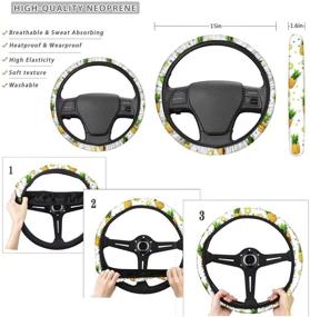 img 3 attached to HUISEFOR Cute Sunflower Cow Soft Steering Wheel Cover Seatbelt Protector Washable Car Cup Coasters 7 Pieces Auto Interior Accecssories Universal For Women Men