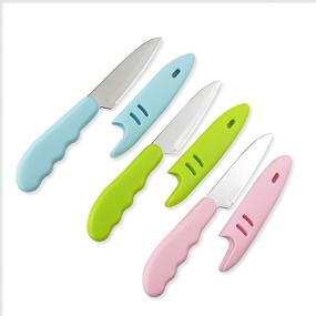 img 3 attached to Set of 3 New Sharp and Durable Paring Knives with Comfortable Non-slip Handles, Protective Covers - Ideal for Various Vegetables and Fruits (Pink, Blue, Green)