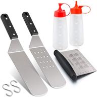 🍳 leonyo stainless steel griddle accessories set - versatile tool kit for flat top hibachi teppanyaki cooking, dishwasher safe, with s hooks logo