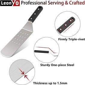 img 2 attached to 🍳 Leonyo Stainless Steel Griddle Accessories Set - Versatile Tool Kit for Flat Top Hibachi Teppanyaki Cooking, Dishwasher Safe, with S Hooks