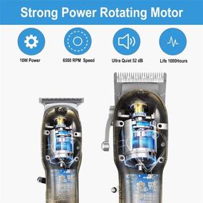 img 1 attached to 💇 Набор профессиональных барберских машинок Suttik: машинка для стрижки волос и триммер для мужчин, беспроводная машинка для близкой стрижки с T-образным лезвием и светодиодным дисплеем (Золотой) - Идеальный подарок