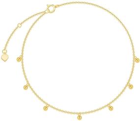 img 4 attached to Stunning 14k Gold Anklet for Women: Delicate 2.2 mm Ball Bracelet - Perfect Jewelry Gift!