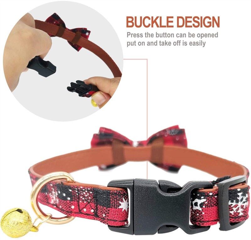  Dog Leather Collar and 4 ft Leash, KUDES Adjustable Basic  Collar with Bell Leather Pet Leash Set, Checkered Pattern Durable Leather  Collar and Leash with Metal Buckle for Small Medium