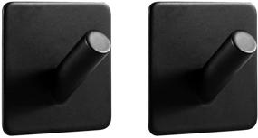 img 4 attached to 🔗 LJLink Self Adhesive Hooks: Modern & Waterproof Stainless Steel Coat Towel Key Wall Mount Hanging Hooks, 2 Pack - Matte Black, Heavy Duty & Stylish for Bathroom Kitchen Bedroom Office