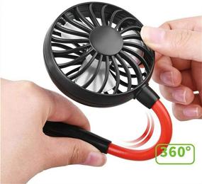 img 2 attached to 🌬️ Stay Cool and Hands-Free with our Portable USB Rechargeable Neckband Fan - 3 Speeds, Ideal for Travel, Outdoor Activities, Office, and more! (Black)