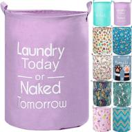 🧺 yomfun 17.7" kids laundry basket: waterproof & cute for baby girls - collapsible, ideal for teen girls' dirty clothes, books, toys (purple, m) logo