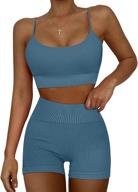 👙 oys women's 2-piece strappy sports bra and seamless high waisted yoga ribbed shorts workout set логотип