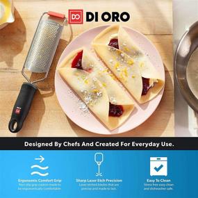 img 2 attached to DI ORO Pro Grade Fine Zester Grater for Kitchen – Effortlessly Zest Lemon and Grate Cheese, Fruits, Ginger, Garlic, and More – Ultra-Sharp Stainless Steel Blade – Includes Protective Cover