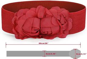 img 2 attached to Leather Flower Accent Textured Elastic Women's Accessories in Belts