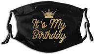 🎂 birthday printed face mask with 2 filters for men and women - decorative balaclava bandana cloth logo