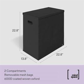 img 2 attached to 🧺 Mindspace Dual Laundry Hamper with Lid, Removable Mesh Liners - Extra Large Sorted Laundry Bin for Bathroom, Bedroom, Dorm, Apartment - Black, Oxford Collection