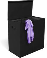 🧺 mindspace dual laundry hamper with lid, removable mesh liners - extra large sorted laundry bin for bathroom, bedroom, dorm, apartment - black, oxford collection logo