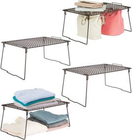 img 4 attached to 📦 mDesign Metal Stackable Storage Shelf: 2-Tier Raised Organizer for Bedrooms, Bathrooms, Entryways - 4 Pack (Bronze)