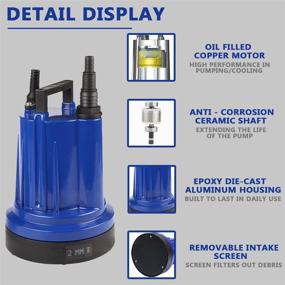 img 2 attached to EXTRAUP 1/3HP Submersible Utility Pump - 1320GPH, Portable, Low Suction, Pond & Flood Water Transfer Pump with Cast Aluminium Housing, Removable Plastic Screen, and 25FT Power Cord