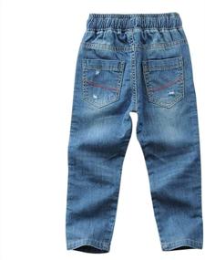 img 3 attached to SITENG Drawstring Waistband Straight Toddlers Boys' Jeans: Comfort and Style Combined