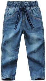img 4 attached to SITENG Drawstring Waistband Straight Toddlers Boys' Jeans: Comfort and Style Combined