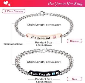 img 3 attached to 💑 Yaomiao 6-Piece King and Queen Couples' Jewelry Set: Necklace, Bracelets, and Keychains for Valentine's Day