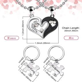 img 2 attached to 💑 Yaomiao 6-Piece King and Queen Couples' Jewelry Set: Necklace, Bracelets, and Keychains for Valentine's Day