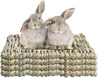 🐇 wuhostam 4 pack natural grass mat for rabbits - hay woven bed mat for sleeping, chewing, nesting, play - toy mats for guinea pigs, parrots, rabbits, bunnies, hamsters, rats logo