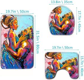 img 1 attached to 🚿 EVERMARKET Colorful African American Lovers Couple Bathroom Decor Set - 1 Shower Curtain, 1 Toilet Mat, and 1 Lid Cover