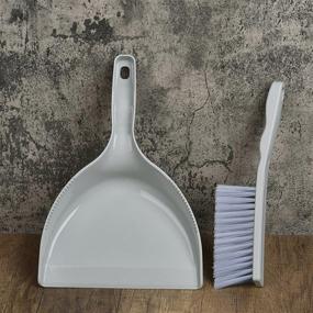 img 1 attached to 🧹 Gray Mini Dustpan and Brush Set: Convenient Cleaning Tool Kit for Home, Kitchen, Office, and Sofa