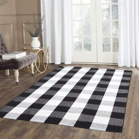 img 2 attached to Stylish and Durable: KIMODE Hand Woven Checkered Collection - Washable Rugs