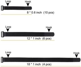 img 2 attached to 🔗 YiwerDer 20 Пакет Многоразовых Ремешков и Петель для Крепления Кабелей: Регулируемые крепежные ремешки на липучке для упорядоченных и аккуратных кабелей (8"-12"-18")