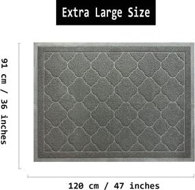 img 3 attached to 🐾 Premium Durable Cat Litter Mat - XL Size 47"x36" - Non-Slip - Water Resistant - Easy to Clean - Soft On Kitty Paws - Traps Litter from Box - Extra Large Gray Khaki