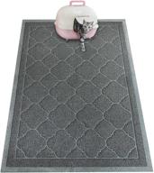 🐾 premium durable cat litter mat - xl size 47"x36" - non-slip - water resistant - easy to clean - soft on kitty paws - traps litter from box - extra large gray khaki logo