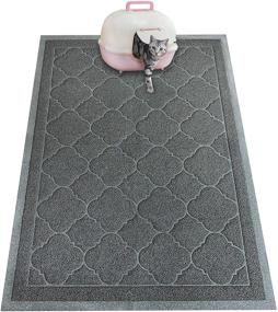 img 4 attached to 🐾 Premium Durable Cat Litter Mat - XL Size 47"x36" - Non-Slip - Water Resistant - Easy to Clean - Soft On Kitty Paws - Traps Litter from Box - Extra Large Gray Khaki