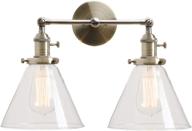 permo double sconce vintage industrial antique 2-lights wall sconces with funnel flared glass clear glass shade (bronze) логотип