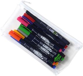 img 2 attached to Набор ручек Tombow Fudenosuke Colors 10 штук с оригинальным футляром из винила - японская версия. Ручки-кисть Fudenosuke с твердым наконечником различных цветов для каллиграфии и художественных рисунков.