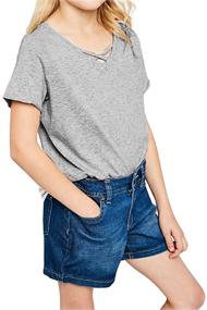 img 3 attached to 👚 Oftalle Girls Shirt Sleeve Casual Tops for Girls: Clothing, Tees, & Blouses