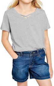 img 4 attached to 👚 Oftalle Girls Shirt Sleeve Casual Tops for Girls: Clothing, Tees, & Blouses