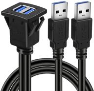 🔌 batige кабель-удлинитель с панелью dual ports usb 3.0 flush mount с замком - 3 фута, для автомобиля, грузовика, лодки, мотоцикла на панель приборов логотип