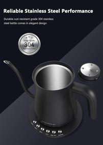 img 2 attached to ☕ VARCUL Electric Gooseneck Kettle for Coffee Tea Brewing - Stainless Steel Inner Lid & Bottom, 2H Temperature Holding, Auto Shut-Off Protection, Rapid Boil 1200W, 0.6L Capacity - Matte Black